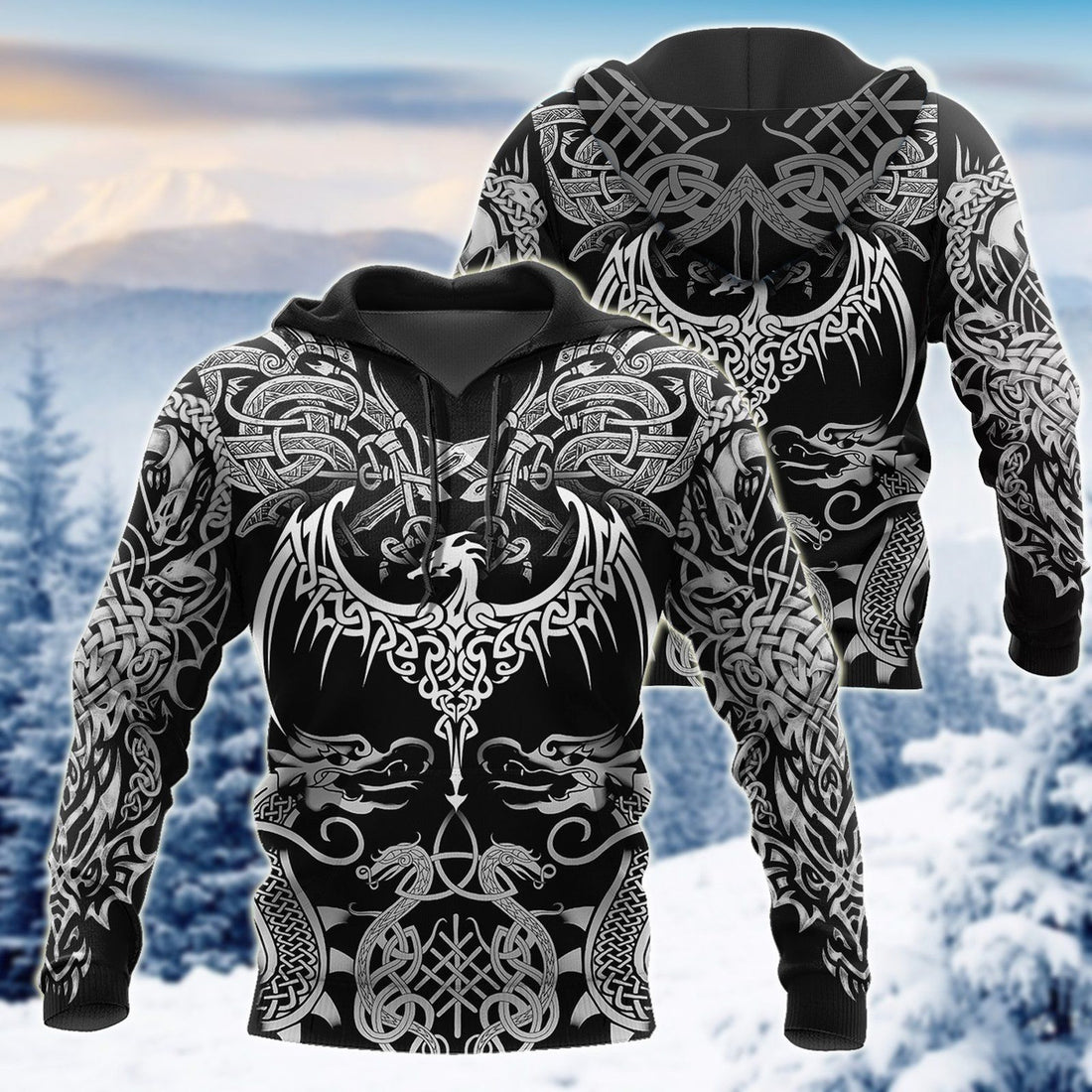 FUNSTUFFPRINT Celtic Dragon Tattoo Art 3D Hoodie and Zip Hoodie