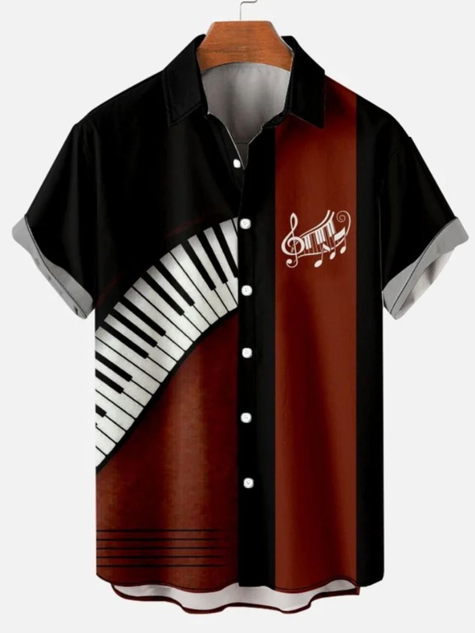 Men's Casual Short Sleeve Music Hawaiian Shirt