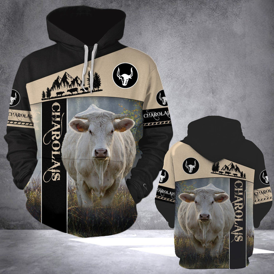 FUNSTUFFPRINT Charolais cattle 3D Hoodie and Zip Hoodie