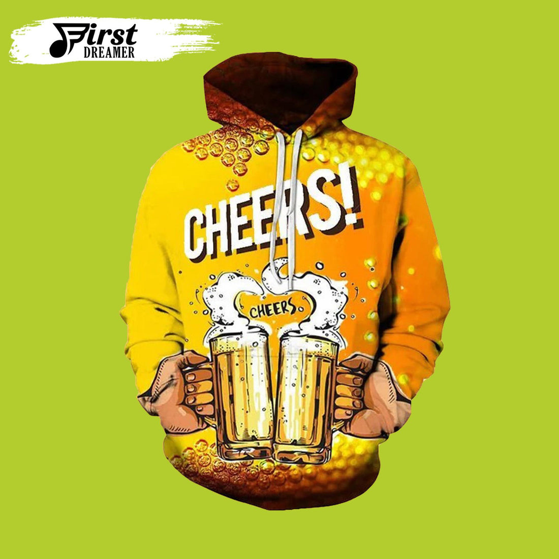 FUNSTUFFPRINT Cheers Beer Vintage 3D Beer 3D Hoodie and Zip Hoodie