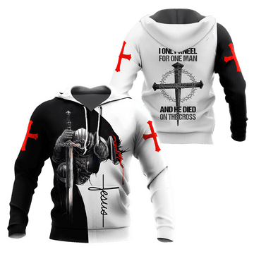 FUNSTUFFPRINT Christian Jesus I Only Kneel For One Man And He Died On The Cross 3D Hoodie and Zip Hoodie