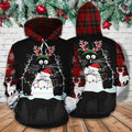 FUNSTUFFPRINT Christmas Cat Red Plaid 3D Hoodie and Zip Hoodie