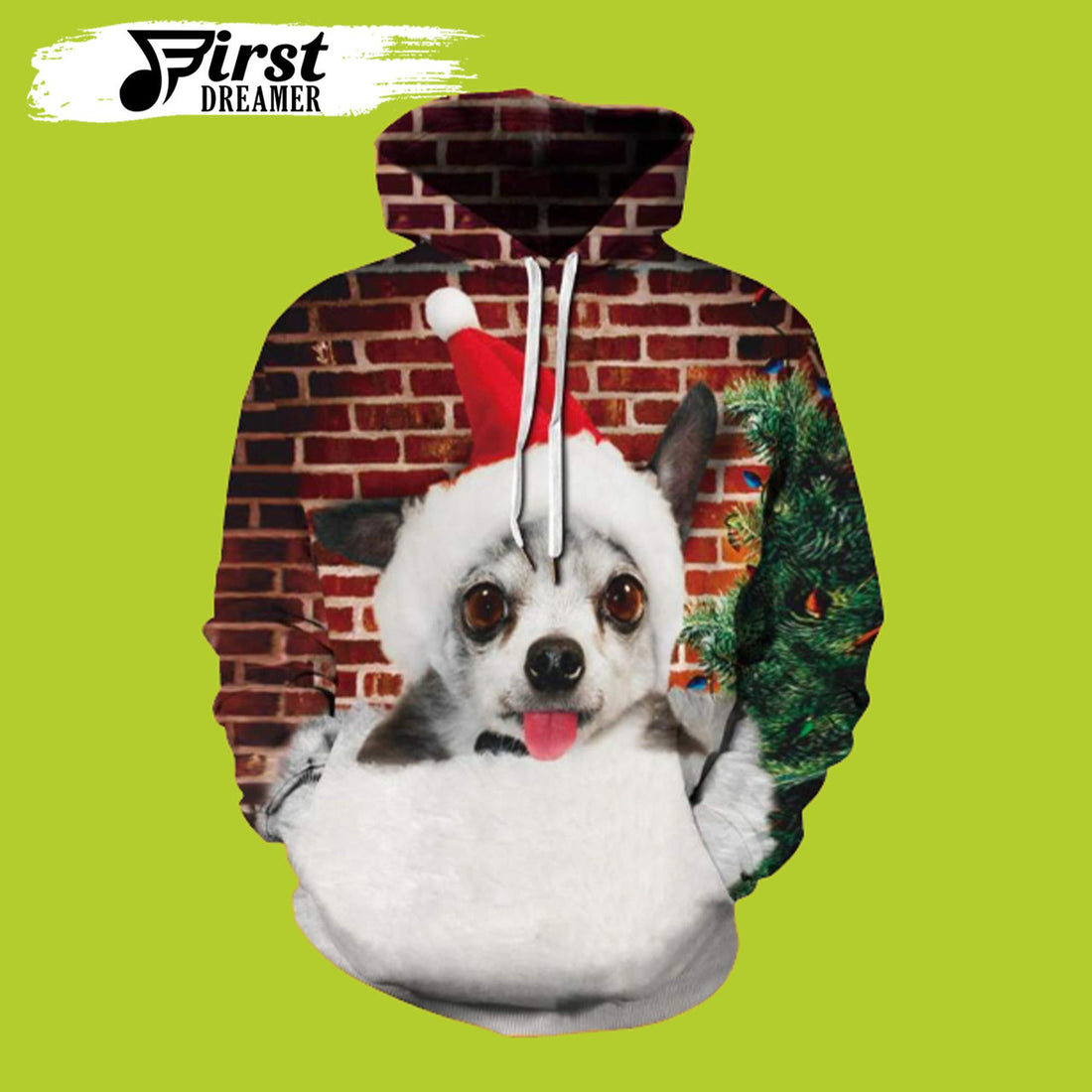 FUNSTUFFPRINT Christmas Dog Print Unisex Dog Christmas 3D Hoodie and Zip Hoodie