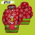 FUNSTUFFPRINT Christmas Grinch Snowflakes Red Green Grinch 3D Hoodie and Zip Hoodie