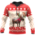 FUNSTUFFPRINT Christmas Reindeer Pi 3D Hoodie and Zip Hoodie