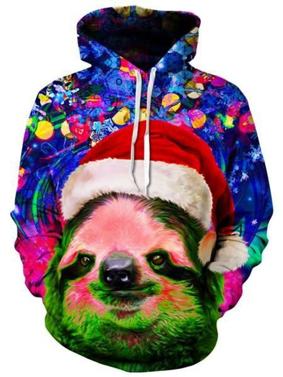 FUNSTUFFPRINT Christmas Sloth Colorful Pullover And Zipped 3D Hoodie and Zip Hoodie