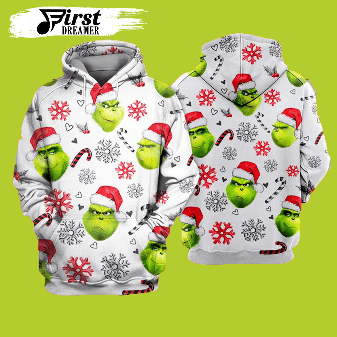 FUNSTUFFPRINT Christmas The Grinch 3D Hoodie and Zip Hoodie