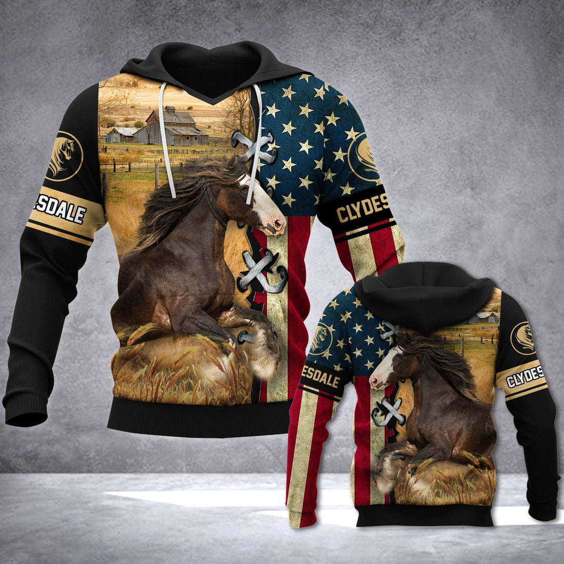 FUNSTUFFPRINT Clydesdale horse MT all over 3D Hoodie and Zip Hoodie