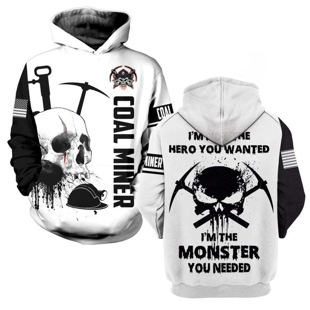 FUNSTUFFPRINT Coal Miner Shirts Unique Coal Miner Im Not The Hero You Wanted 3D Hoodie and Zip Hoodie