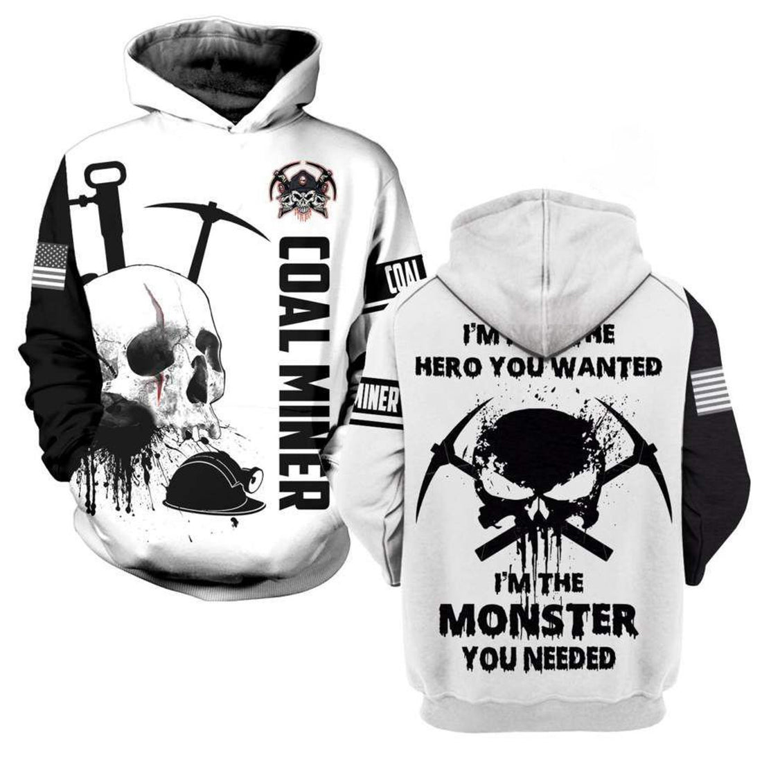 FUNSTUFFPRINT Coal Miner Shirts Unique Coal Miner Im Not The Hero You Wanted 3D Hoodie and Zip Hoodie