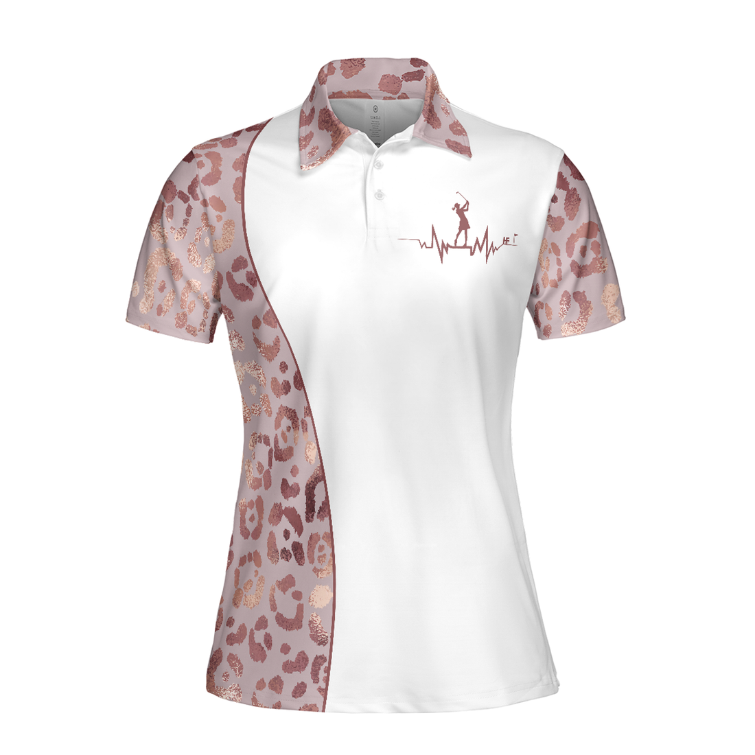 Coffee Love Golf Leopard Pattern Short Sleeve Women Polo Shirt
