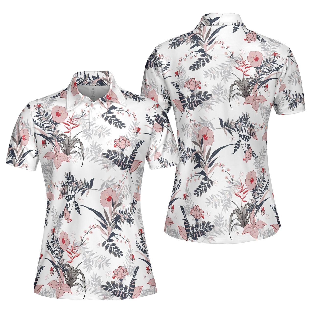 Colorful Floral Pattern Shirt Short Sleeve Women Polo Shirt