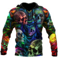 FUNSTUFFPRINT Colorful Skulls 3D Hoodie and Zip Hoodie