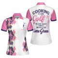 Cooking Is Like Golf Slice Chip And Put On Some Greens Women Polo Shirt, Argyle Pattern Funny Golf Polo Shirt For Ladies