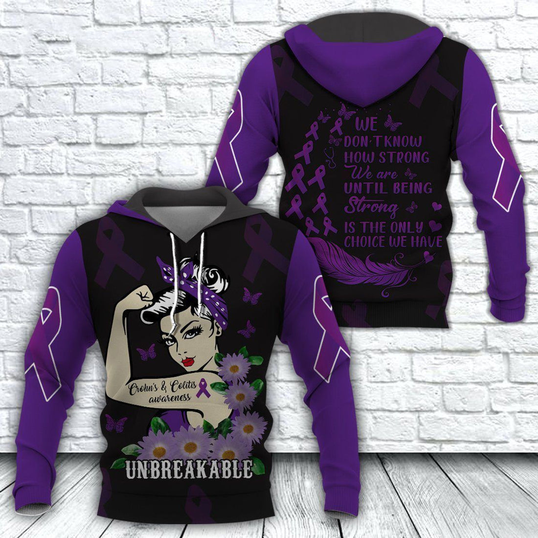 FUNSTUFFPRINT Crohns Colitis 3D Hoodie and Zip Hoodie