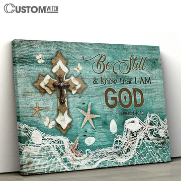 cross Butterfly Be still and know that I am God Canvas Wall Art - Bible Verse Canvas - Religious Prints