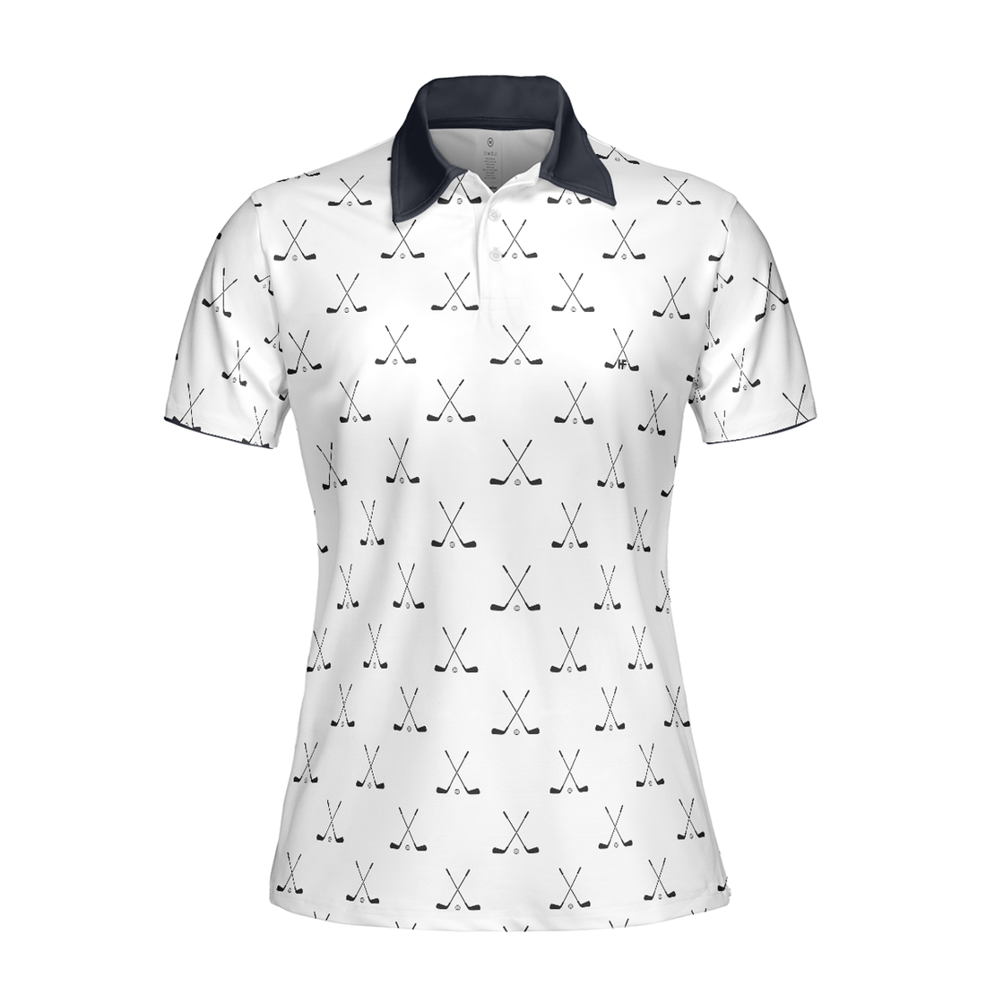 Crossed Golf Clubs Black And White Golf Short Sleeve Women Polo Shirt