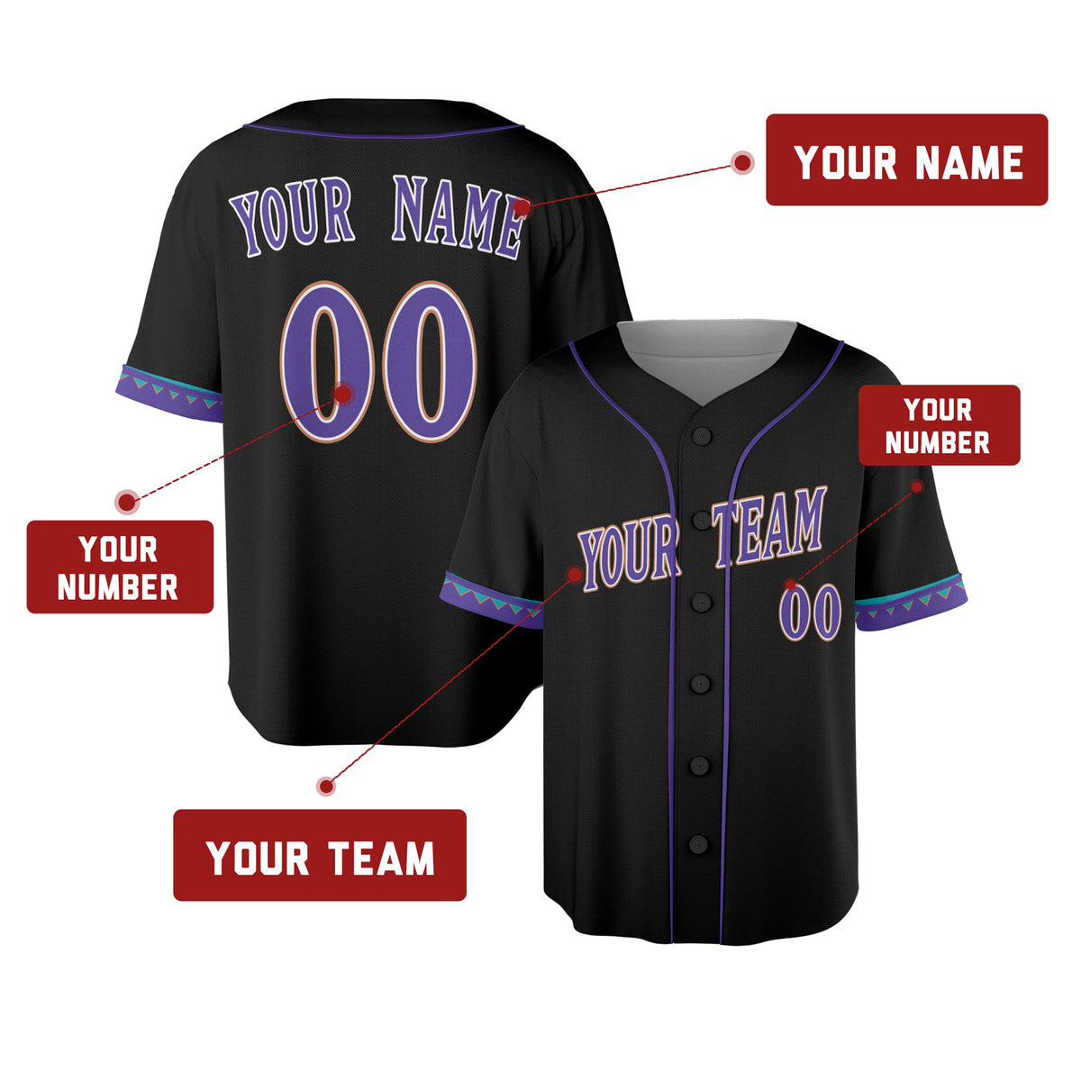Custom 2001 Arizona Baseball Jersey – Black Athletic Style, Personalized Name & Number for Kids & Adults-2