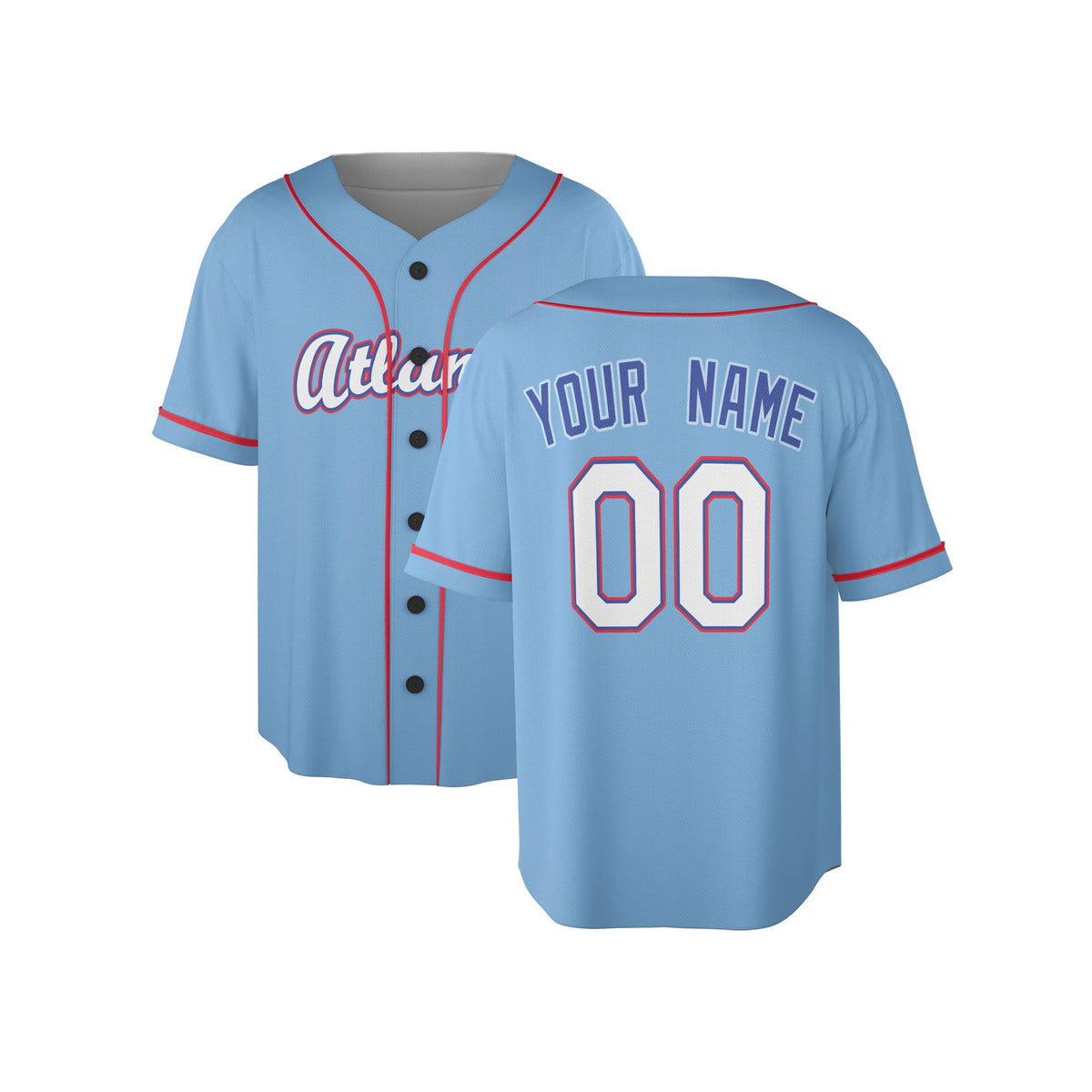 Custom 2026 Atlanta Baseball Jersey – Sky Blue City-Inspired Style, Personalized Name & Number for Kids & Adults-4