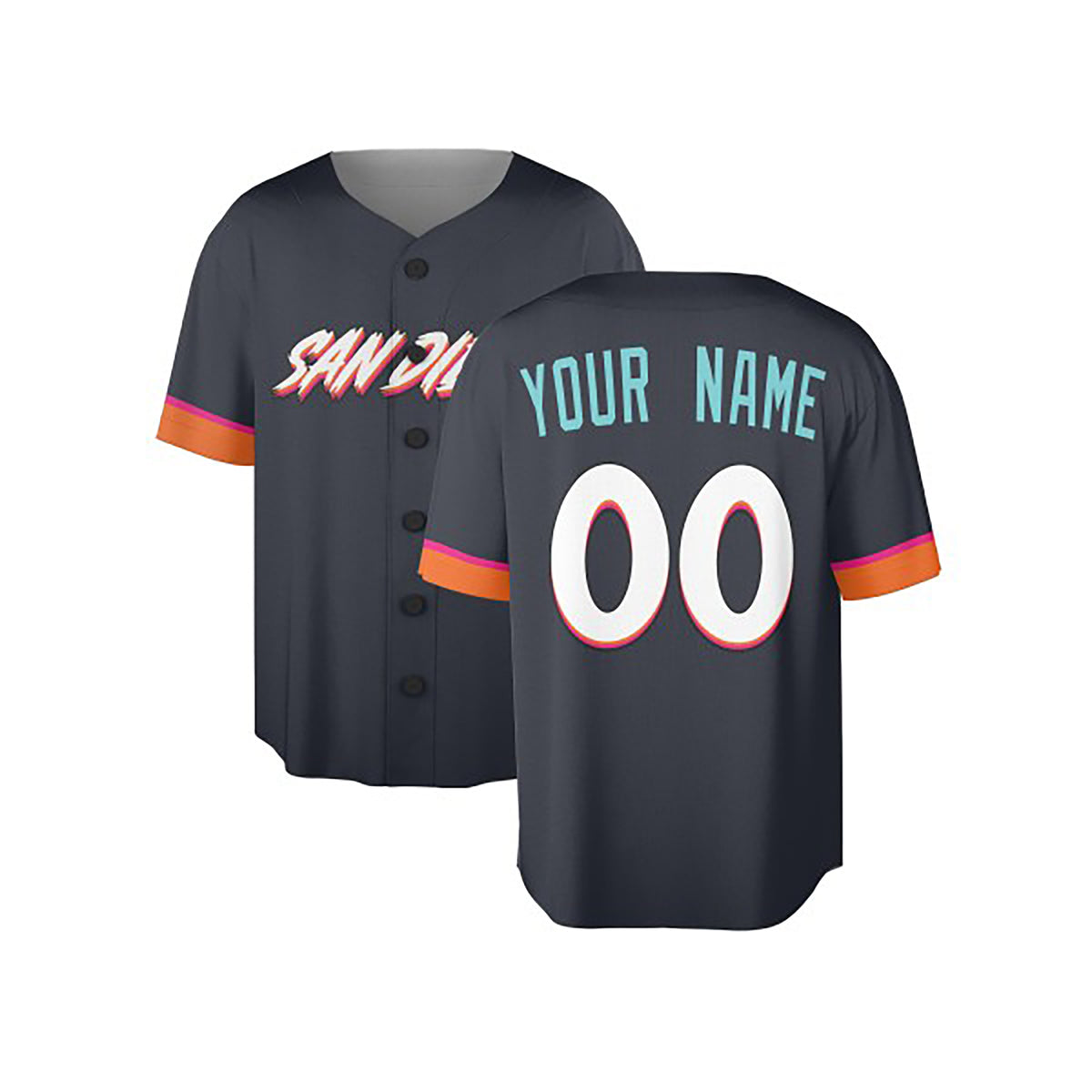 Custom 2026 San Diego Baseball Jersey – Dark Charcoal City-Inspired Style, Personalized Name & Number for Kids & Adults-3