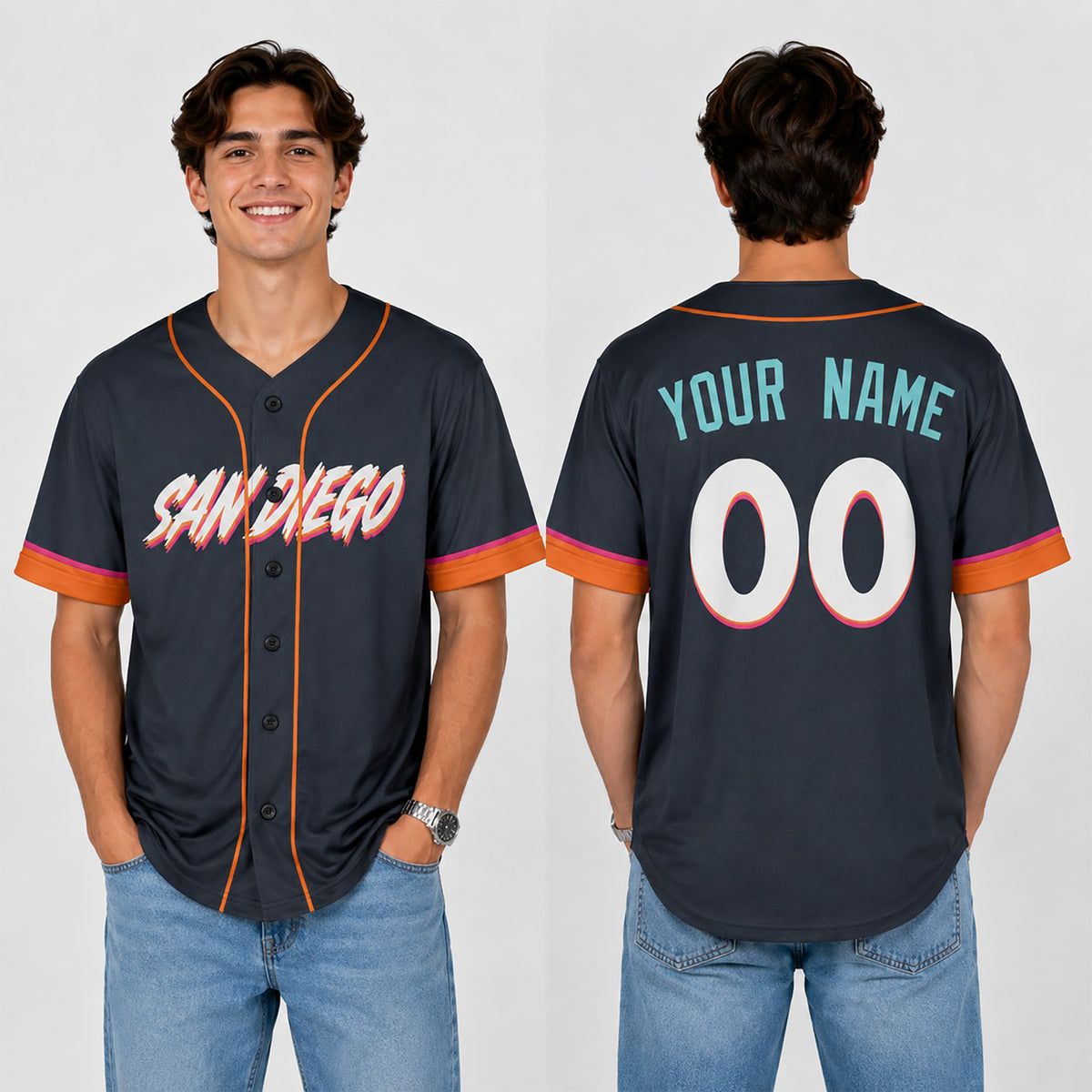 Custom 2026 San Diego Baseball Jersey – Dark Charcoal City-Inspired Style, Personalized Name & Number for Kids & Adults-1