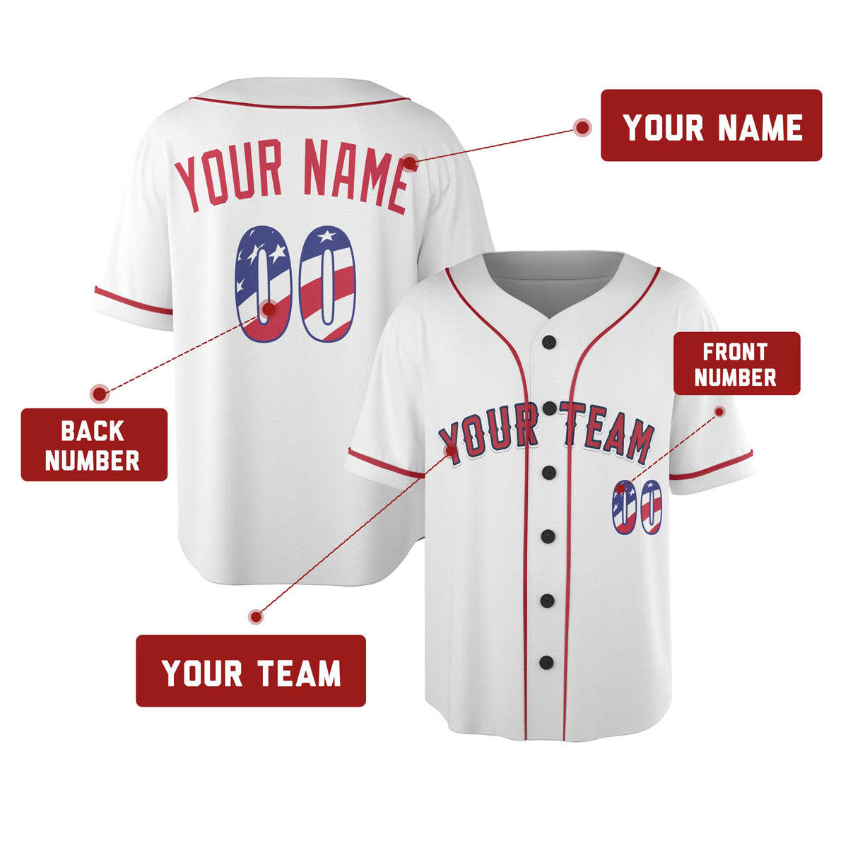 Custom Anaheim Baseball Jersey – USA 250th Anniversary Fourth of July Stadium Style, Personalized Name & Number for Kids & Adults-2