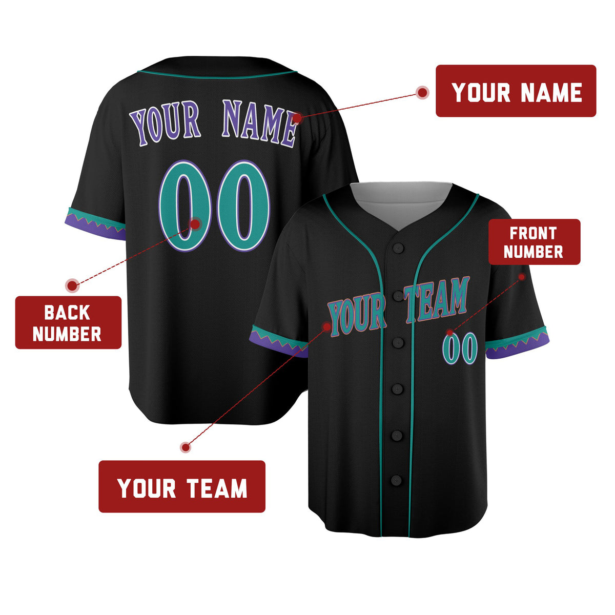 Custom Arizona Baseball Jersey – Black Heritage Throwback Style, Personalized Name & Number for Kids & Adults-2