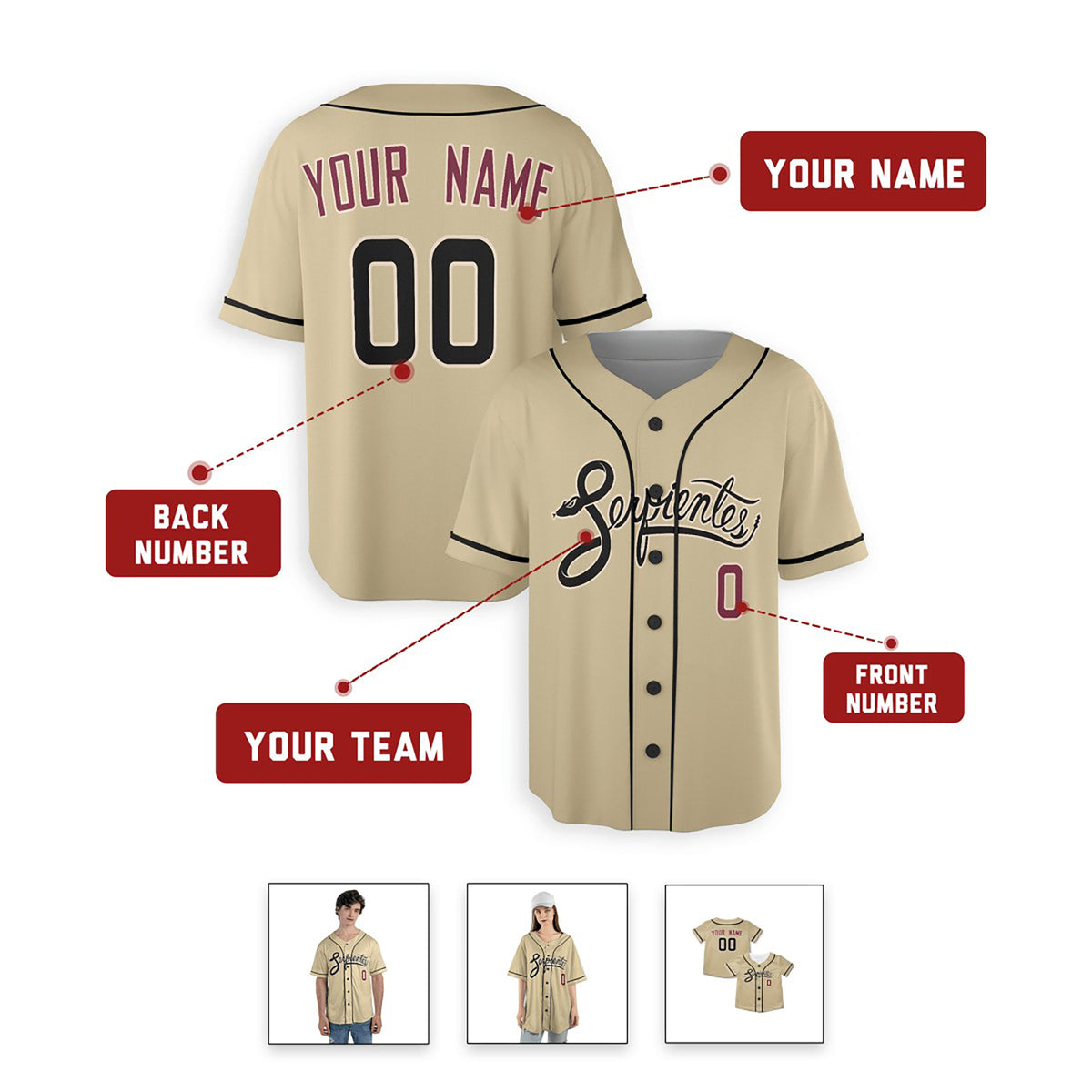 Custom Arizona Baseball Jersey – Sand Desert-Inspired Style, Personalized Name & Number for Kids & Adults-2