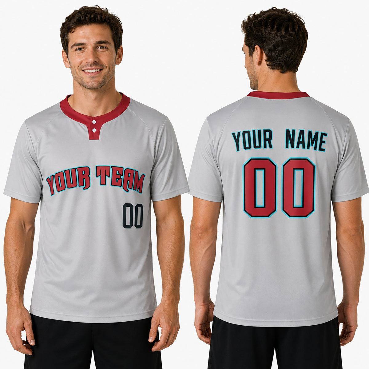 Custom Arizona Two-Button Baseball Jersey – Gray Road Style, Personalized Name & Number for Men, Women & Youth-1