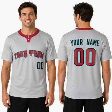Custom Arizona Two-Button Baseball Jersey – Gray Road Style, Personalized Name & Number for Men, Women & Youth-1
