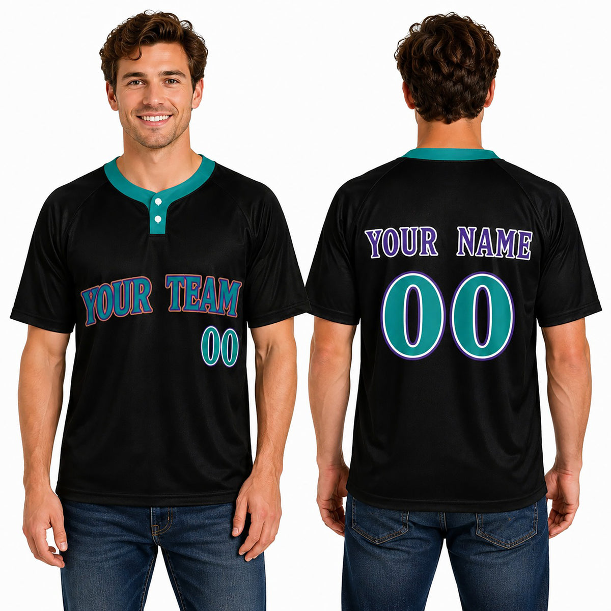 Custom Arizona Two-Button Baseball Jersey – Heritage Throwback Style, Personalized Name & Number for Men, Women & Youth-1