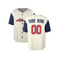 Custom Atlanta Baseball Jersey – Cream Navy Two-Tone Fashion Style, Personalized Name & Number for Kids & Adults-3