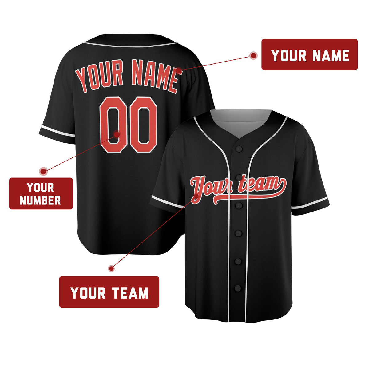 Custom Baltimore Baseball Jersey – Blackout Style, Personalized Name & Number for Kids & Adults-2
