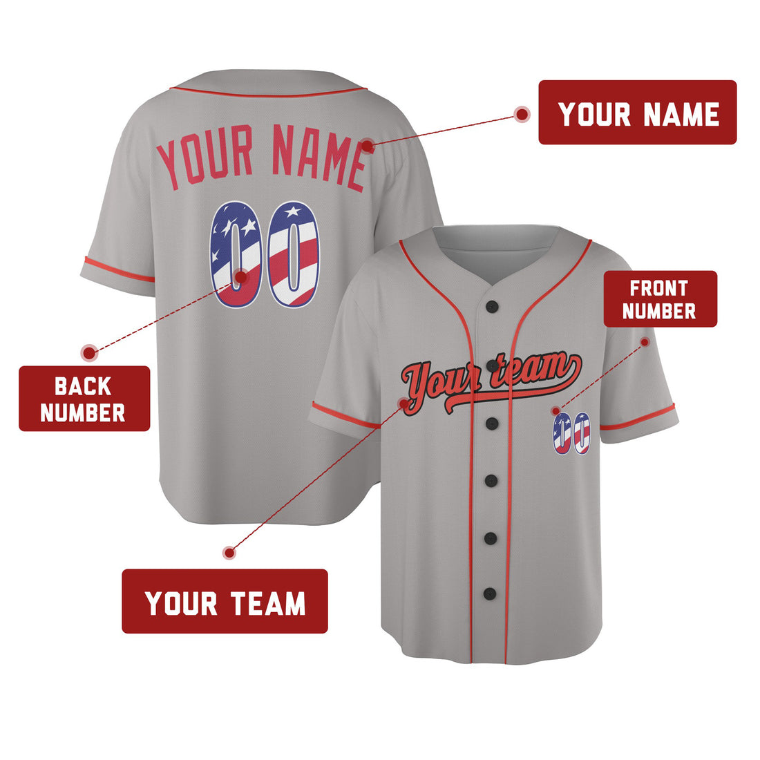 Custom Baltimore Baseball Jersey – USA 250th Anniversary Fourth of July Style, Personalized Name & Number for Kids & Adults