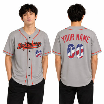 Custom Baltimore Baseball Jersey – USA 250th Anniversary Fourth of July Style, Personalized Name & Number for Kids & Adults