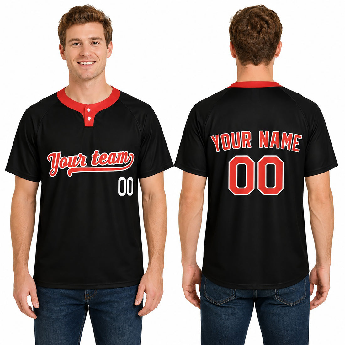 Custom Baltimore Two-Button Baseball Jersey – Blackout Style, Personalized Name & Number for Men, Women & Youth-1