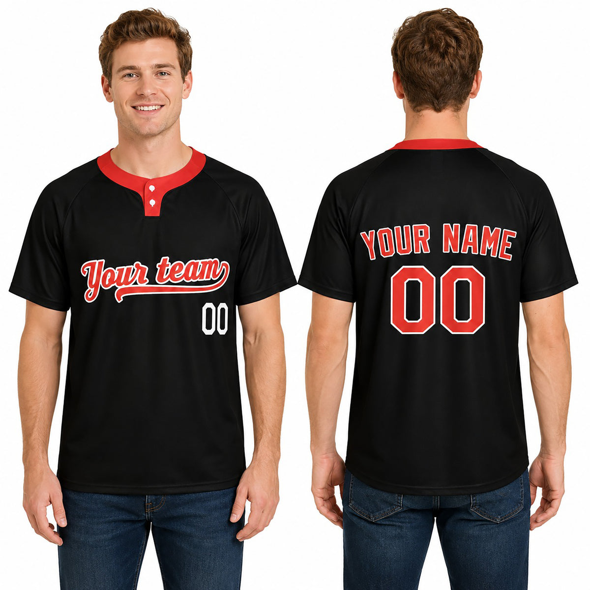 Custom Baltimore Two-Button Baseball Jersey – Blackout Style, Personalized Name & Number for Men, Women & Youth-1