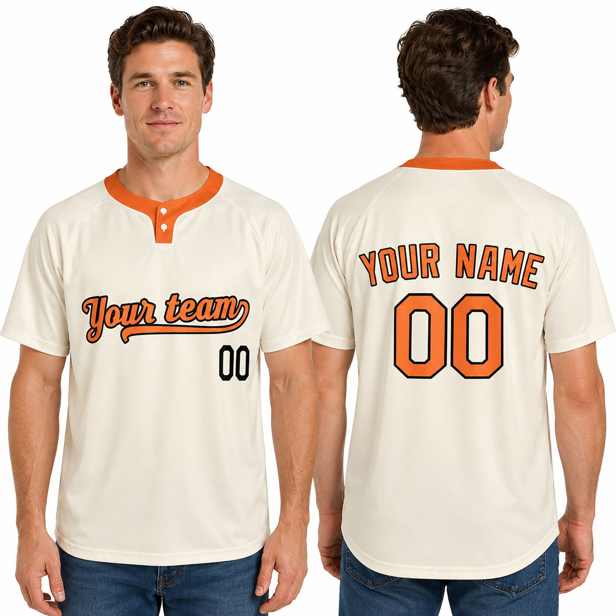 Custom Baltimore Two-Button Baseball Jersey – Cream Throwback Style, Personalized Name & Number for Men, Women & Youth-1