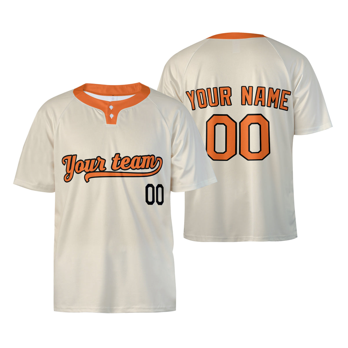 Custom Baltimore Two-Button Baseball Jersey – Cream Throwback Style, Personalized Name & Number for Men, Women & Youth-3
