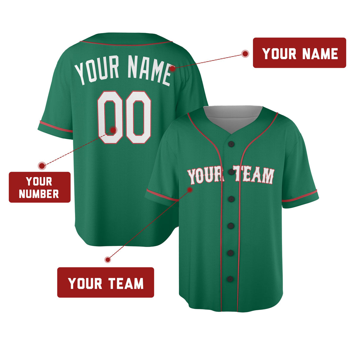 Custom Boston Baseball Jersey – Kelly Green Heritage Style, Personalized Name & Number for Kids & Adults-2