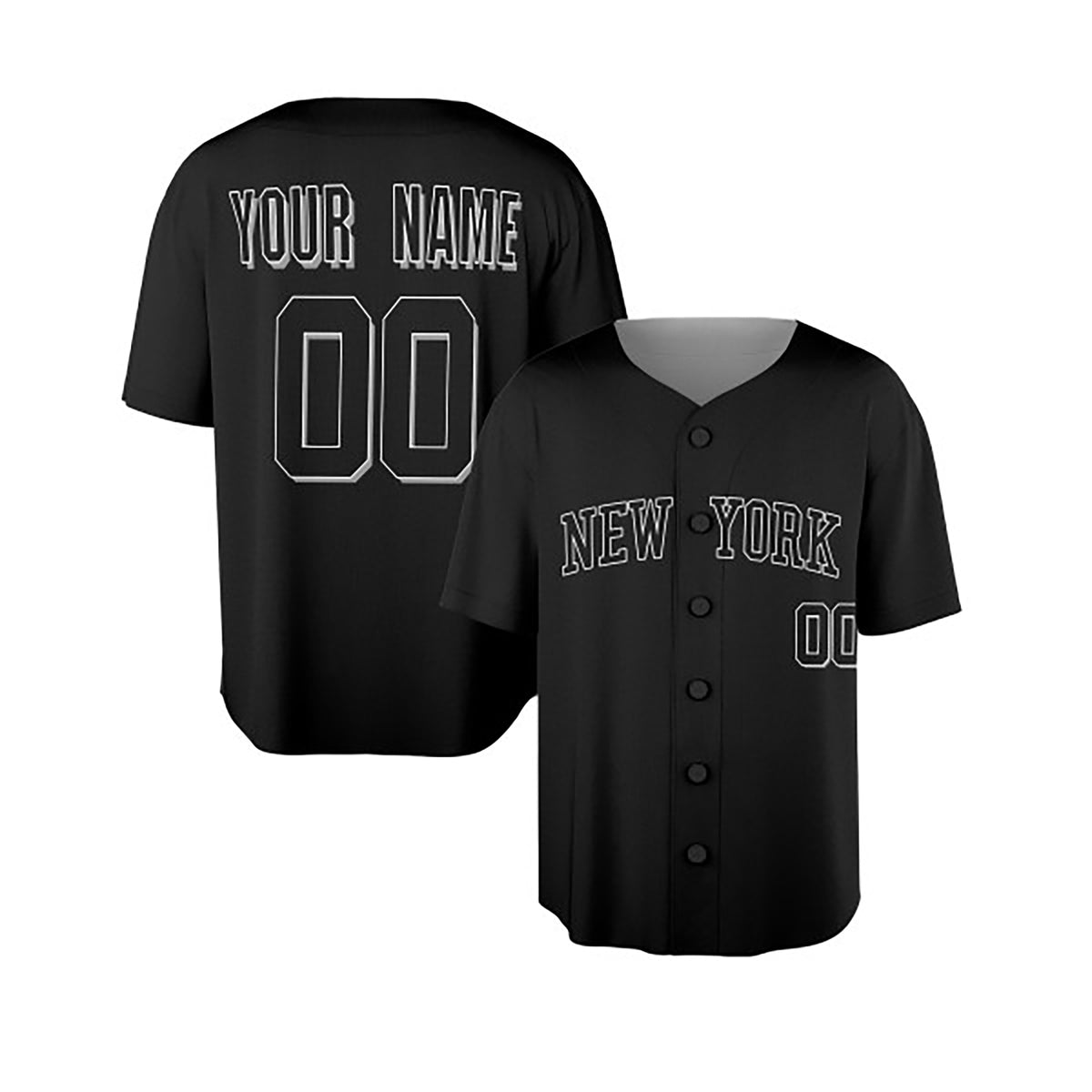 Custom Bronx Baseball Jersey – Blackout Outline Style, Personalized Name & Number for Kids & Adults-4