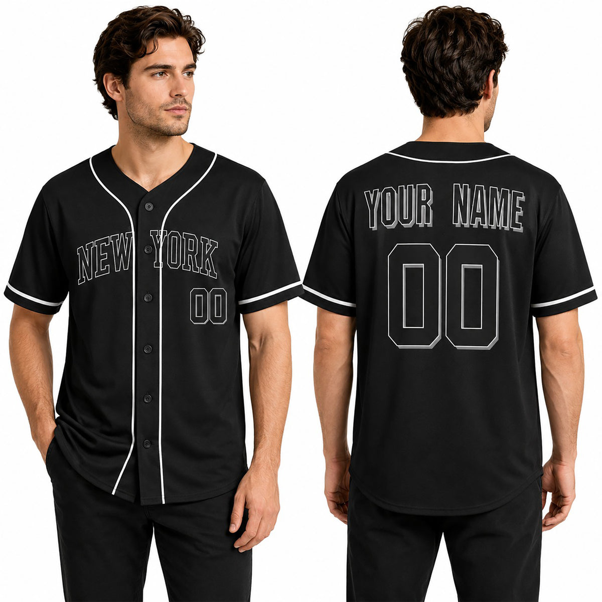 Custom Bronx Baseball Jersey – Blackout Outline Style, Personalized Name & Number for Kids & Adults-1