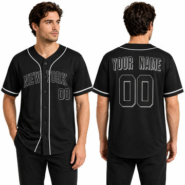 Custom Bronx Baseball Jersey – Blackout Outline Style, Personalized Name & Number for Kids & Adults-1