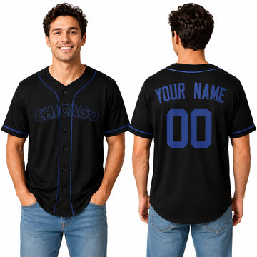 Custom Chicago Baseball Jersey – Black Pop Fashion Style, Personalized Name & Number for Kids & Adults
