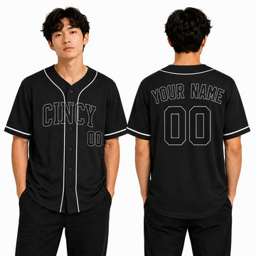 Custom Cincinnati Baseball Jersey – Blackout Outline Style, Personalized Name & Number for Kids & Adults-1