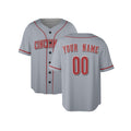 Custom Cincinnati Baseball Jersey – Road Gray Style, Personalized Name & Number for Kids & Adults-4