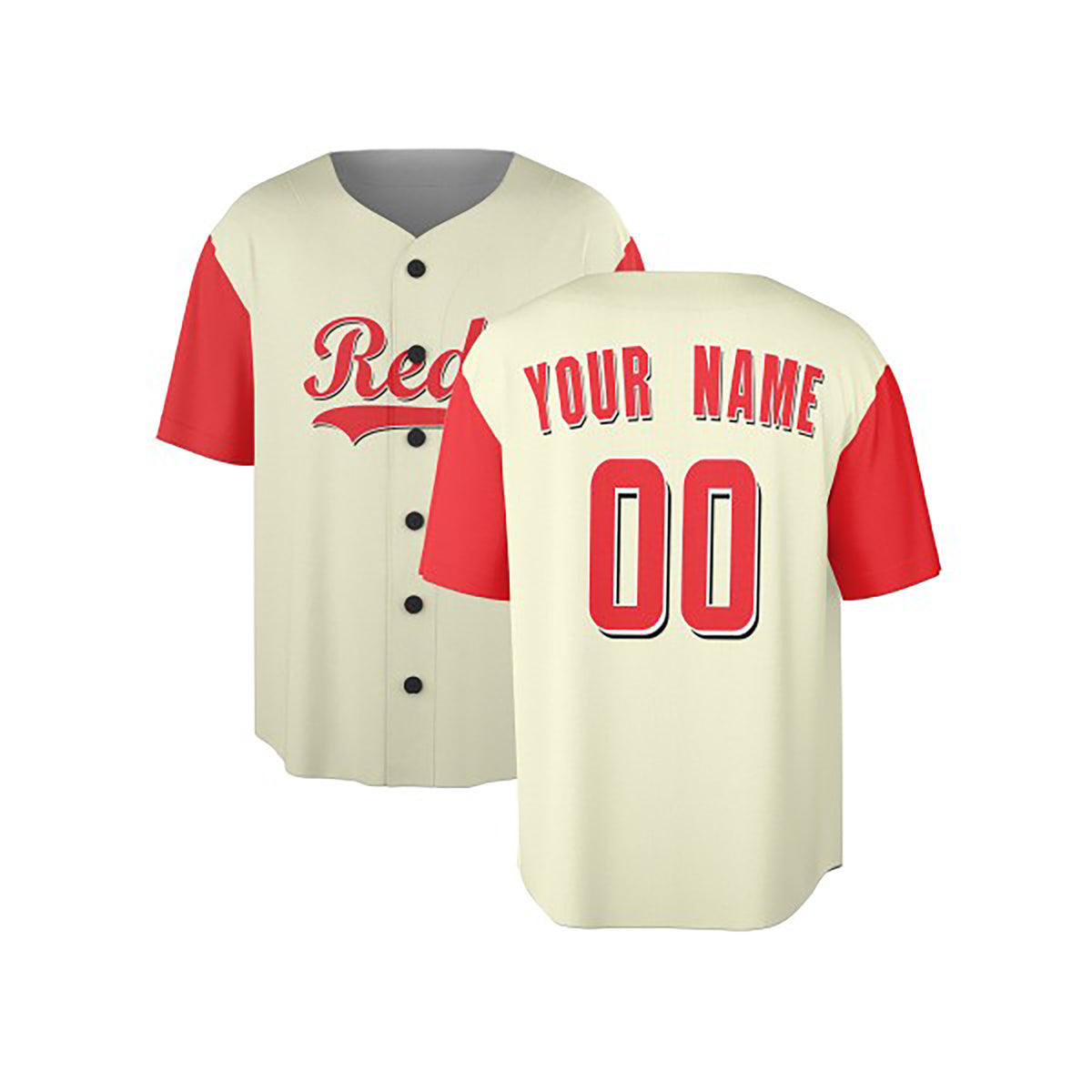 Custom Cincinnati Baseball Jersey – Cream Red Two-Tone Fashion Style, Personalized Name & Number for Kids & Adults-3
