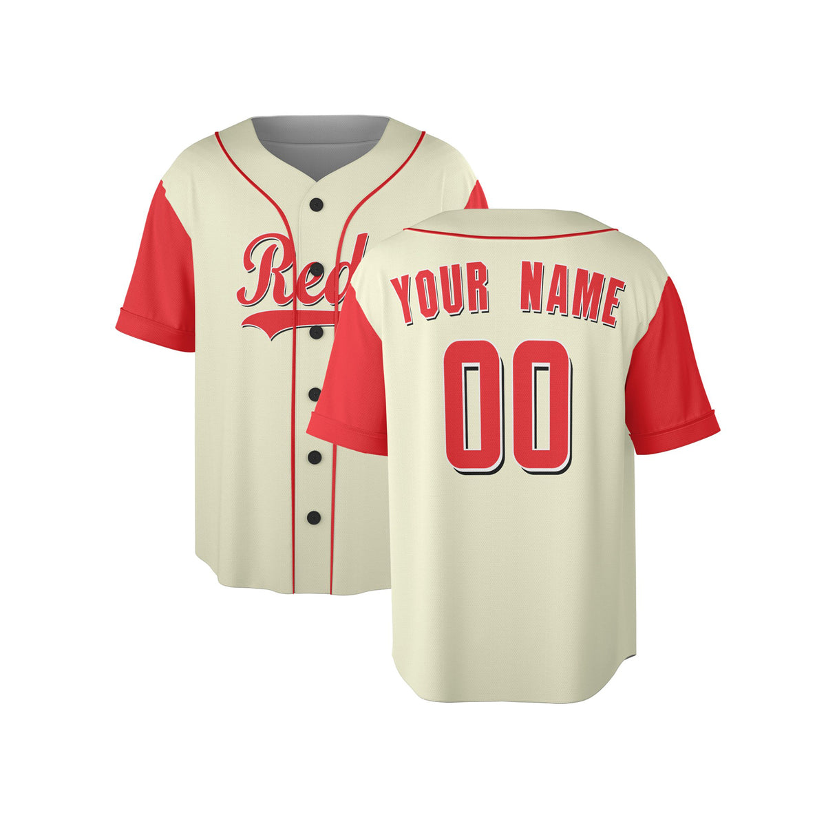Custom Cincinnati Baseball Jersey – Cream Red Two-Tone Fashion Style, Personalized Name & Number for Kids & Adults-4