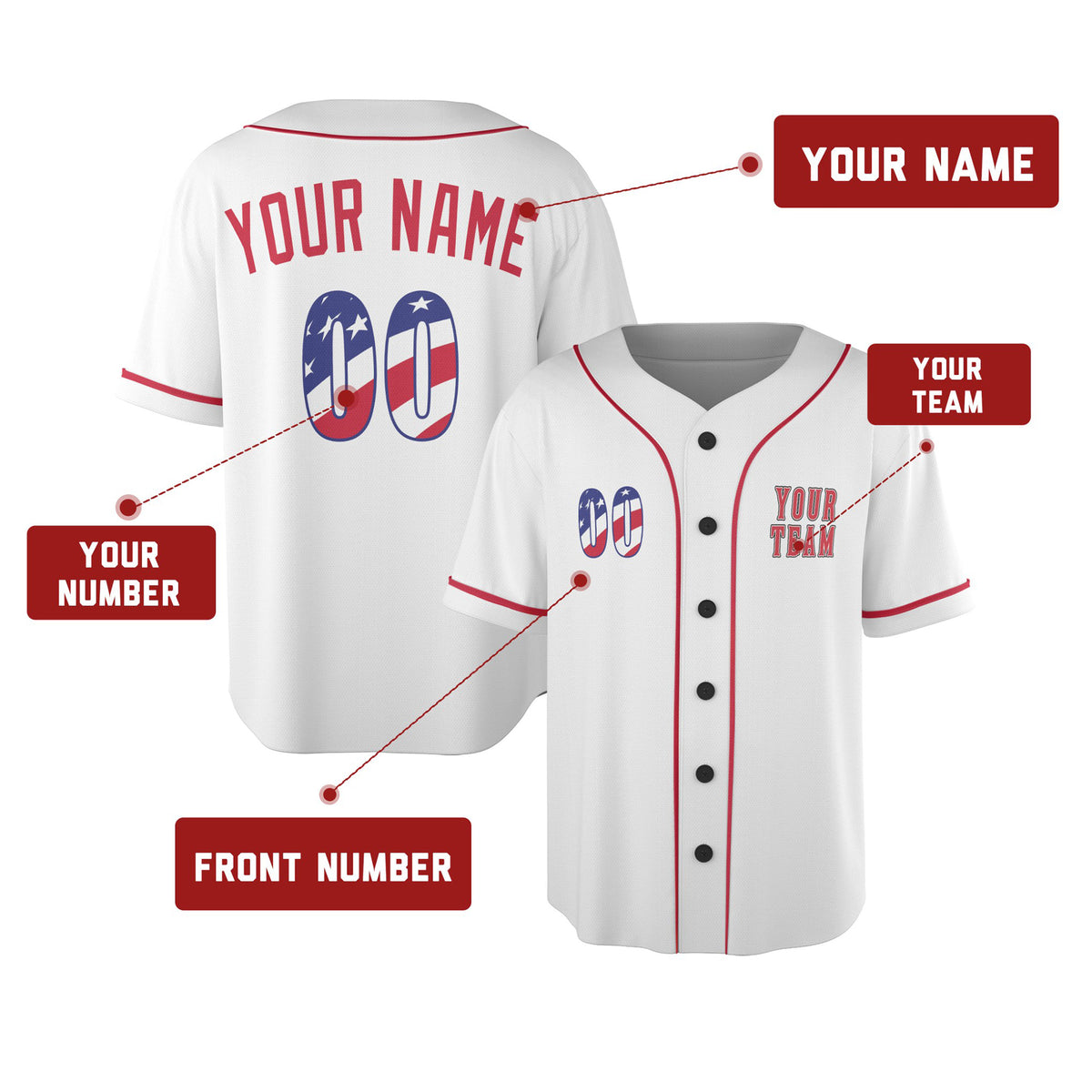 Custom Cincinnati Baseball Jersey – USA 250th Anniversary Fourth of July Style, Personalized Name & Number for Kids & Adults-2