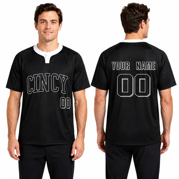 Custom Cincinnati Two-Button Baseball Jersey – Blackout Outline Style, Personalized Name & Number for Men, Women & Youth-1